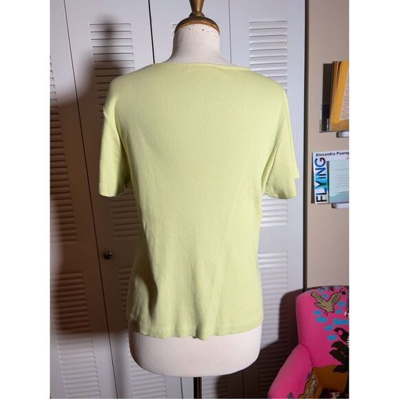 Vintage | Women’s | Blouse | Size S/M | Lime Green Sequined Floral Top - Picture 4 of 5